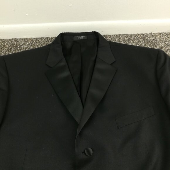 Jones New York Tuxedo Suit Wool 48R Three Button Black 38x31 - Picture 3 of 16
